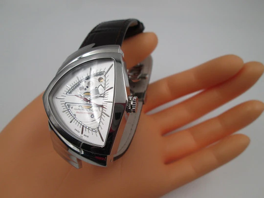 Hamilton Ventura Skeleton. Stainless steel. Automatic. Leather strap. Swiss. Box. 2011's Hamilton Ventura Skeleton. Stainless steel. Automatic. Leather strap. Swiss. Box. 2011's