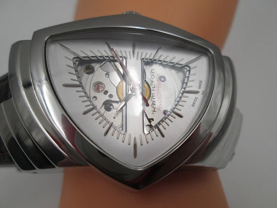 Hamilton Ventura Skeleton. Stainless steel. Automatic. Leather strap. Swiss. Box. 2011's Hamilton Ventura Skeleton. Stainless steel. Automatic. Leather strap. Swiss. Box. 2011's