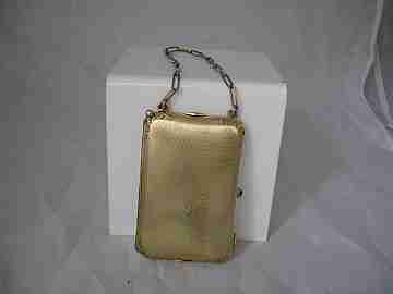 Hand bag Vanity. Golden metal. Guilloche. Link chain. 1920