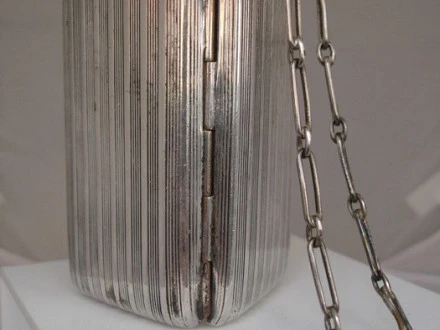 Hand Bag Vanity Silver Metal Guilloche El Coleccionista Ecléctico