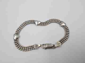 Hearts & balls women's bracelet. 925 sterling silver. Carabiner clasp. 1990's