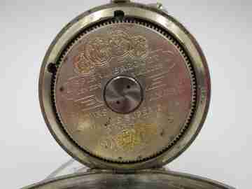 Hebdomas 8 days hunter case. Silver plated. Stem-wind. Visible escapement