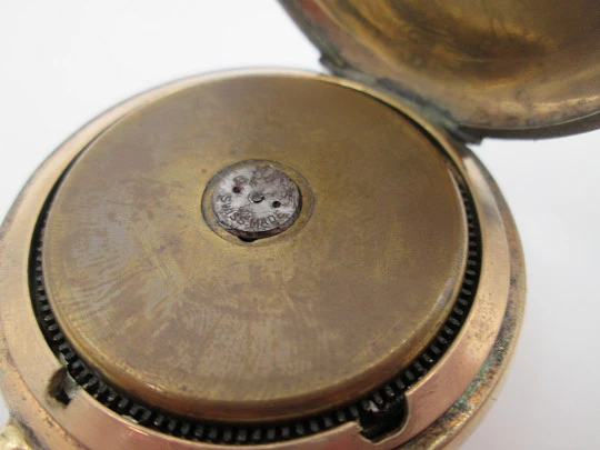 Hebdomas. Gold plated. 8 days stem-wind. Visible escapement. Porcelain dial. 1900's