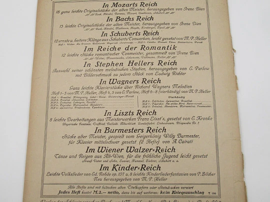 Heller-Album. Piano exercises. Ludwig Klee. Schlesingerschen Buch. Germany. 1910's