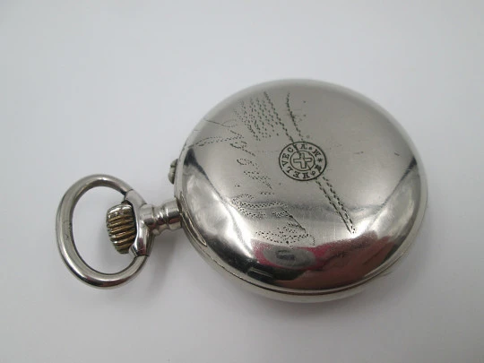 Helvecia Roskopf Patent. Metal plateado. Remontoir con pulsador. 1900. Suiza