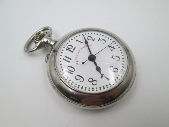Helvecia Roskopf Patent. Silver plated metal. Stem-wind / Pin-set. 1900's. Swiss