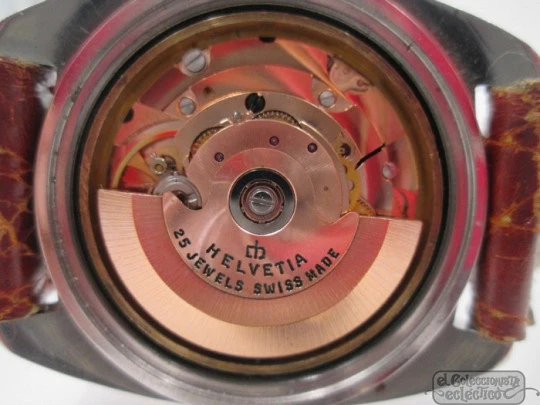 Helvetia. Acero inoxidable. Suiza. 25 rubíes. Años 70. Automático