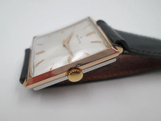Helvetia. Gold plated & stainless steel. 1950's. Manual wind. Square case
