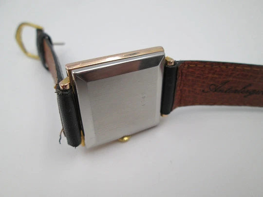 Helvetia. Gold plated & stainless steel. 1950's. Manual wind. Square case