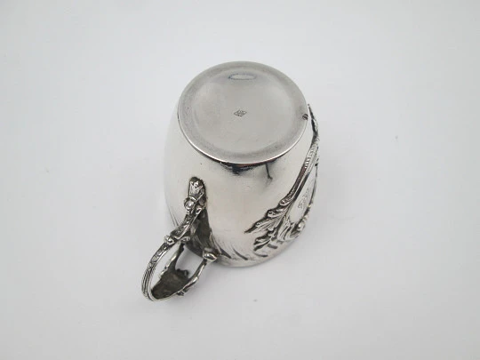Henri Soufflot sterling silver wine cup. Rococo style cartouche and floral motifs. 1900's