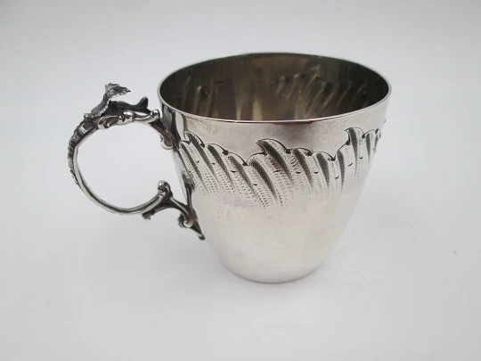 Henri Soufflot sterling silver wine cup. Rococo style cartouche and floral motifs. 1900's