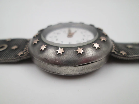 Hierro & Cía (Habana) transitional watch. Silver and gold plated details. Stars pattern