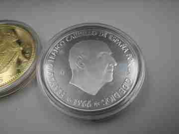 History of the Peseta boxed. 24 coins. 925 sterling silver & 24k gold plated
