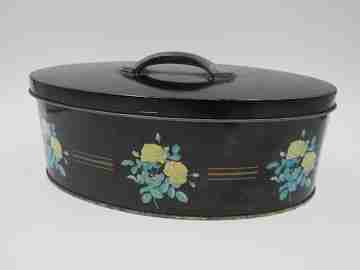 Hoffmann confectionery candy tinplate box. 1970's. Flowers motifs. Swiss