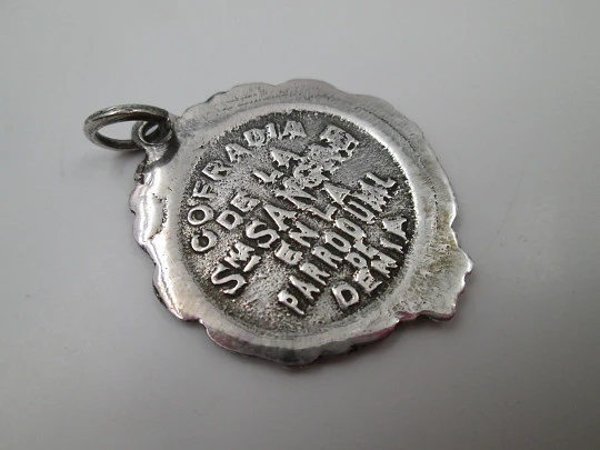 Holy Blood of Denia Brotherhood medal. Sterling silver. Vegetable edge. Ring. 1930's