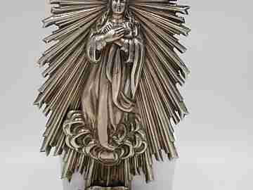 Holy water font. 916 sterling silver. Virgin on a cloud. 1940's