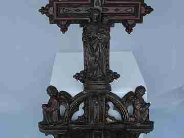 Holy water font. Saint Joseph. Circa: 1900. Calamine. Cherubs