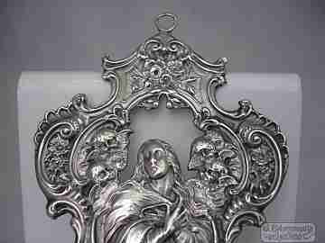 Holy water font. Sterling silver. Immaculate Conception. 1970's