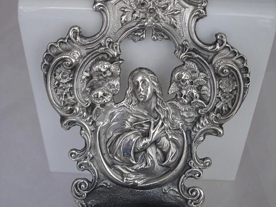 Holy water font. Sterling silver. Immaculate Conception. 1970's