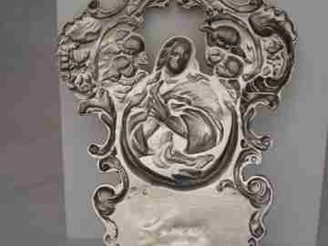 Holy water font. Sterling silver. Immaculate Conception. 1970's