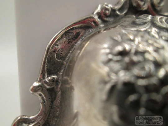 Holy water font. Sterling silver. Immaculate Conception. Cherubs