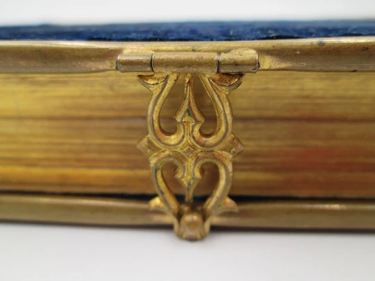 Holy Week Divine Diamond prayer book. Blue velvet & golden motifs. 19th century Holy Week Divine Diamond prayer book. Blue velvet & golden motifs. 19th century