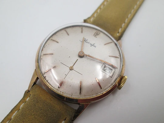 Horafix manual wind men's wristwatch. Stainless steel & gold plated. 1960's. Swiss