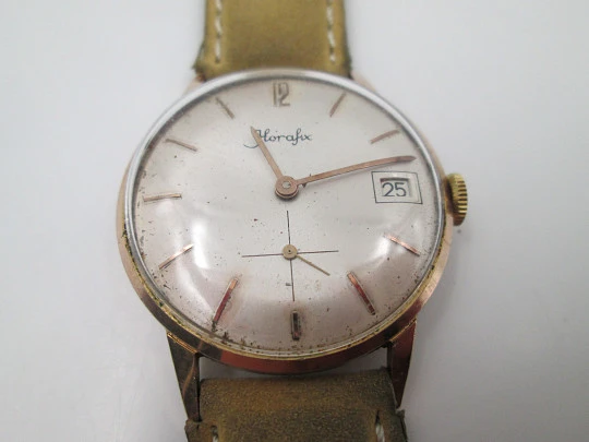 Horafix manual wind men's wristwatch. Stainless steel & gold plated. 1960's. Swiss