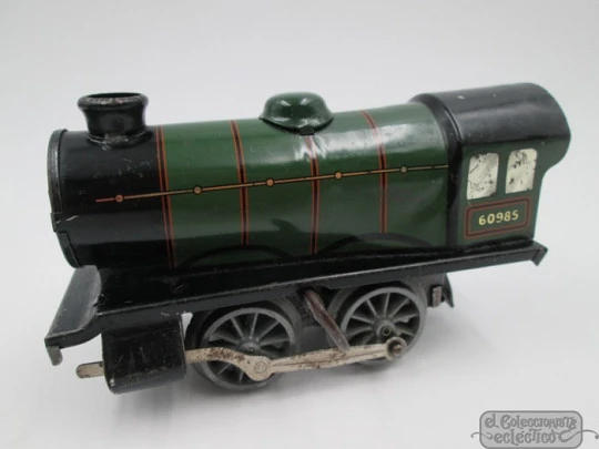 Hornby mechanical tinplate train. 1930's. Tracks & wagons. Great Britain. Box