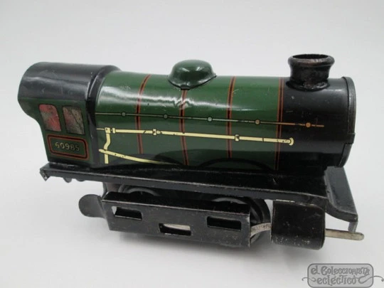 Hornby mechanical tinplate train. 1930's. Tracks & wagons. Great Britain. Box