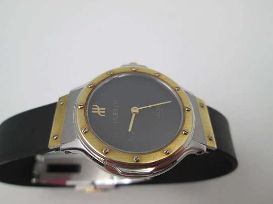 Hublot MDM Classic mujer. Acero y oro amarillo. Cuarzo. Correa goma. Estuche. 1990