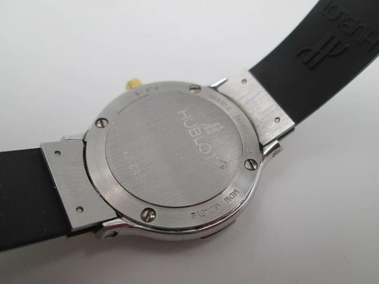 Hublot MDM Classic mujer. Acero y oro amarillo. Cuarzo. Correa goma. Estuche. 1990