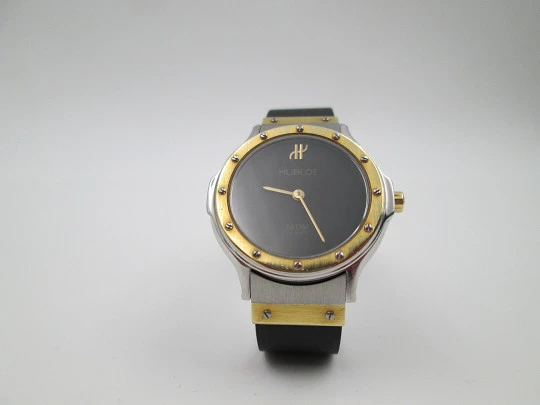 Hublot MDM Classic mujer. Acero y oro amarillo. Cuarzo. Correa goma. Estuche. 1990