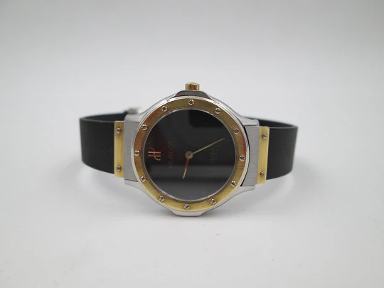 Hublot MDM Classic mujer. Acero y oro amarillo. Cuarzo. Correa goma. Estuche. 1990