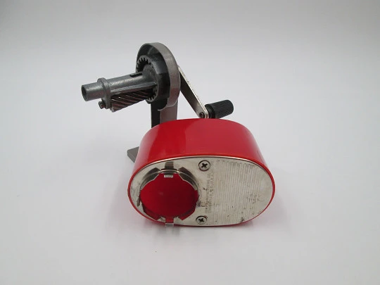 Hunt Bulldog school pencil sharpener. 1950s. Metal and plastic