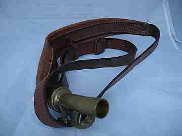 Hunting leather bag lead bullets. 1940's. Buckle. Europe