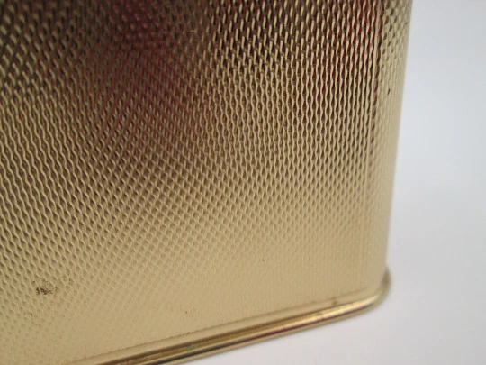 Ibelo Monopol petrol table lighter. Gold plated metal and enamel detail. Germany. 1950's Ibelo Monopol petrol table lighter. Gold plated metal and enamel detail. Germany. 1950's