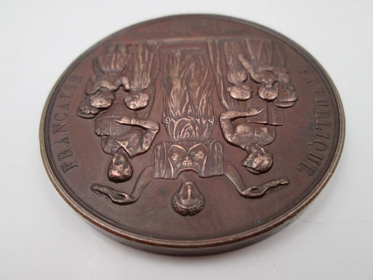 III República medalla cobre. Enseñanza Primaria. Jean Baptiste Farochon. 1889