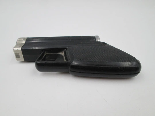 IMCO Gunlite G 66-R pocket butane lighter. Black plastic and silver plated. Austria. 1970's