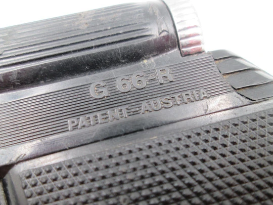 IMCO Gunlite G 66-R pocket butane lighter. Black plastic and silver plated. Austria. 1970's