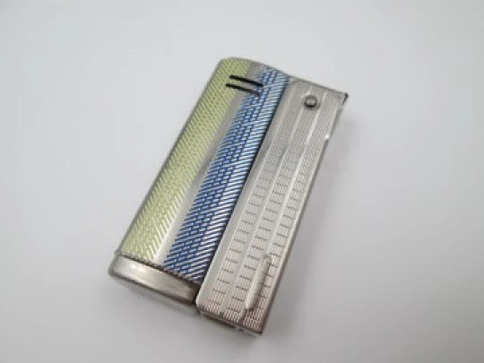 IMCO Streamline 6800 lighter. Austria. Silver plated & enamel. Petrol. 1955's