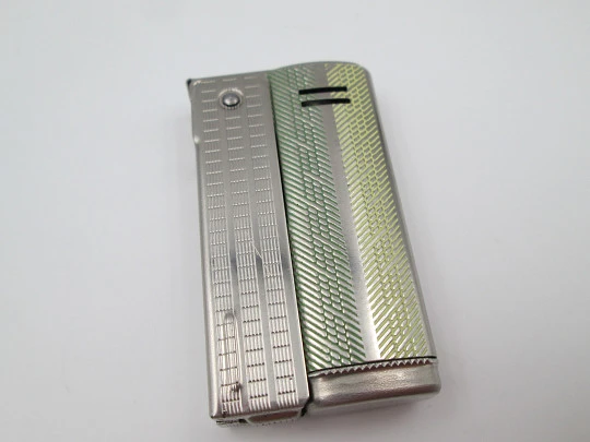 IMCO Streamline 6800 lighter. Austria. Silver plated & enamel. Petrol. 1955's