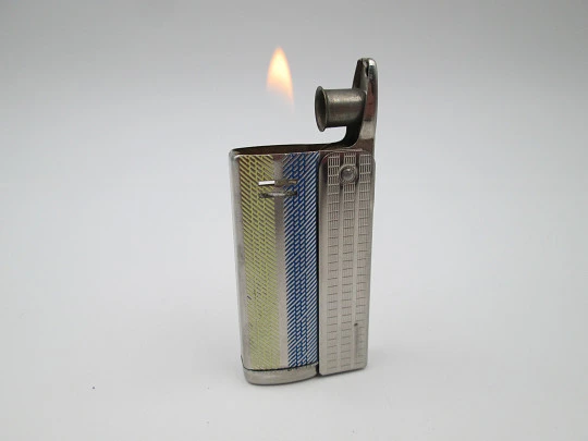 IMCO Streamline 6800 lighter. Austria. Silver plated & enamel. Petrol. 1955's