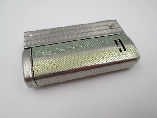 IMCO Streamline 6800 lighter. Austria. Silver plated & enamel. Petrol. 1955's