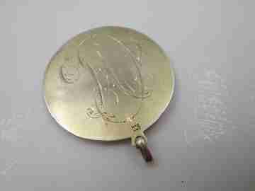 Immaculate Conception medal with cherubs. Vermeil sterling silver. 1930's