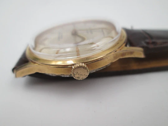 Incitus. Stainless steel & gold plated. Manual wind. Strap. 1960's. Swiss