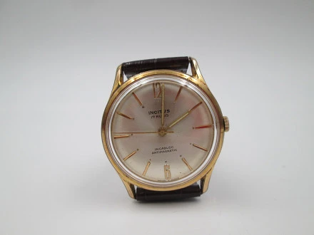 Incitus Stainless Steel Gold Plated Manual Wind Strap 1960s | El