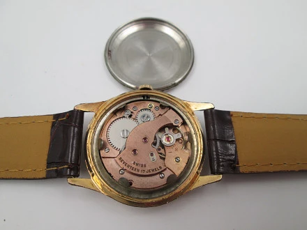 Incitus Stainless Steel Gold Plated Manual Wind Strap 1960s | El