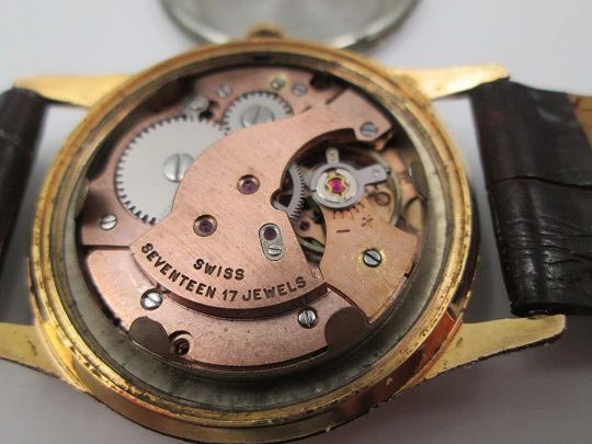 Incitus. Stainless steel & gold plated. Manual wind. Strap. 1960's. Swiss