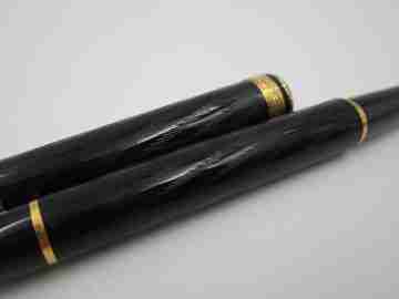 Inoxcrom Andreas Guilloche. Black plastic & gold plated details. Golden nib. 1990's